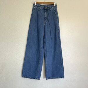 Lucy Yak Jeans Women 24 High Waist Wide Leg 27” Inseam Pleated Front Retro